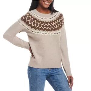 Weatherproof Beige and Brown Women's Sweater